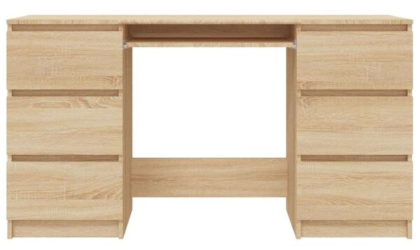 Modern Íróasztal Sonoma Tölgy - 6 Fiók - 140x50x77 cm