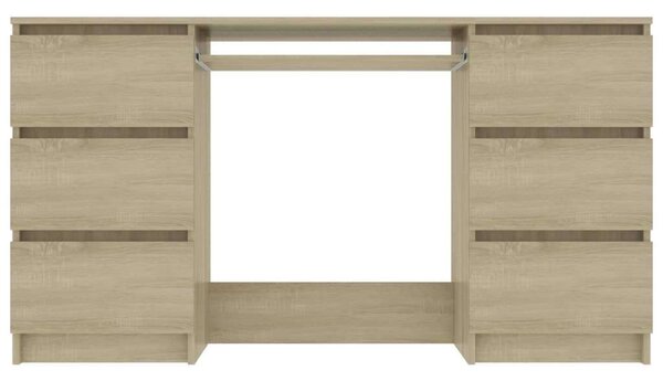Modern Íróasztal Sonoma Tölgy - 6 Fiók - 140x50x77 cm