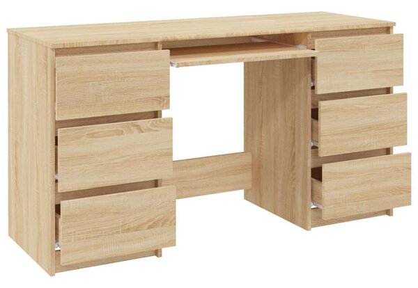 Modern Íróasztal Sonoma Tölgy - 6 Fiók - 140x50x77 cm