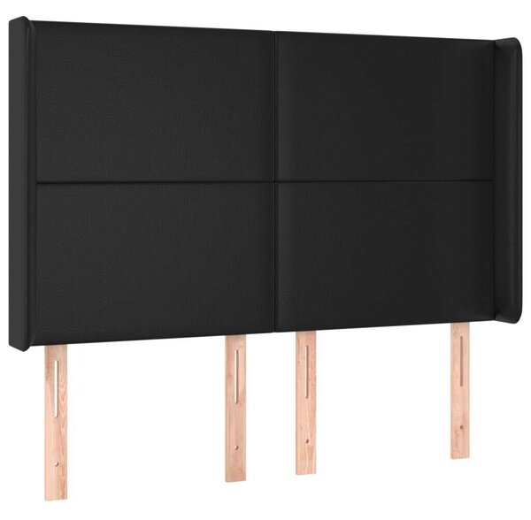 Elegáns Szárnyas Ágyfejtámla - Műbőr - Fekete - 147x16x118/128cm