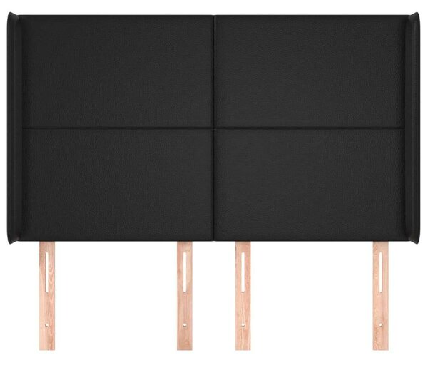 Elegáns Szárnyas Ágyfejtámla - Műbőr - Fekete - 147x16x118/128cm