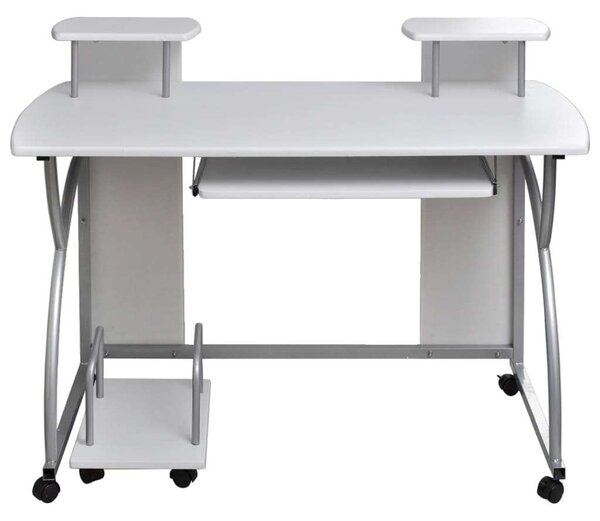 VidaXL Fehér Számítógépasztal - Kerekes - 110x52x88.5cm