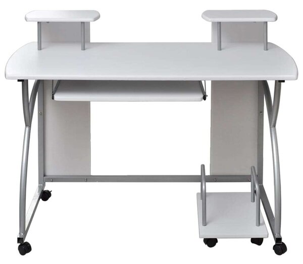 VidaXL Fehér Számítógépasztal - Kerekes - 110x52x88.5cm