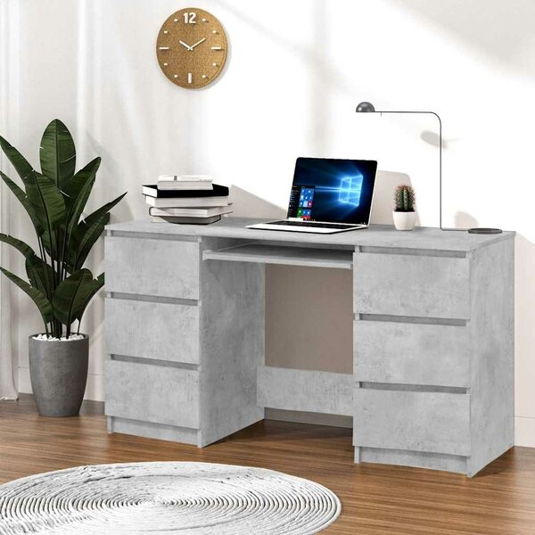 Betonszürke forgácslap íróasztal 140 x 50 x 77 cm