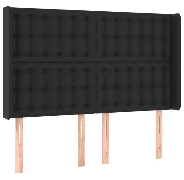 VIDAXL Ágyfejtámla - Műbőr - Fekete - 147x16x118/128cm