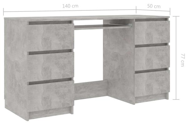 Betonszürke forgácslap íróasztal 140 x 50 x 77 cm