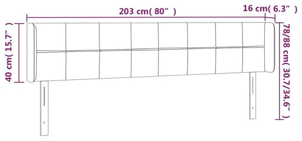 Bársony LED Fejtámla - Fekete - 203cm