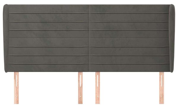 Bársony Fejtámla Szárnyakkal - Sötétszürke - 203x23x118/128cm