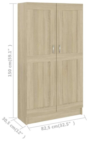 VIDAXL - Sonoma Tölgy Könyvszekrény - 82,5x30,5x150 cm