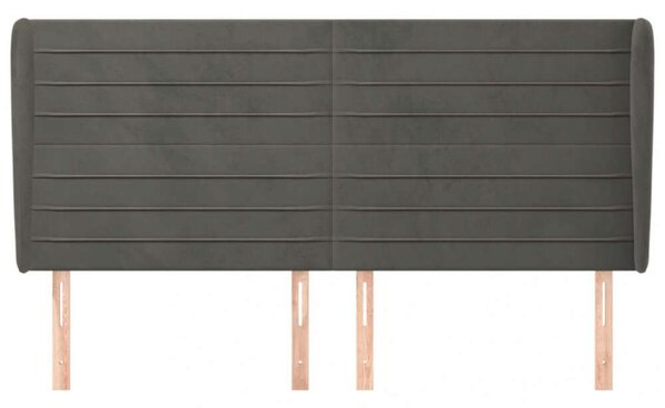 Bársony Fejtámla Szárnyakkal - Sötétszürke - 203x23x118/128cm
