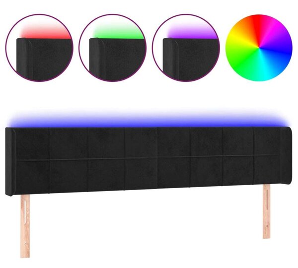 Bársony LED Fejtámla - Fekete - 203cm