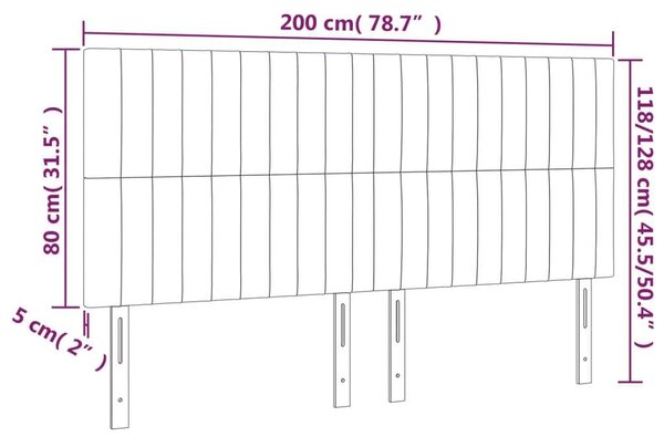 Bársony Ágyfejtámla - Világosszürke - 4 db - 100x5x78/88cm