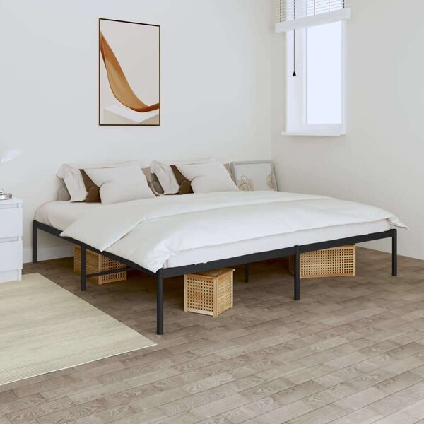 Fekete fém ágykeret 200 x 200 cm