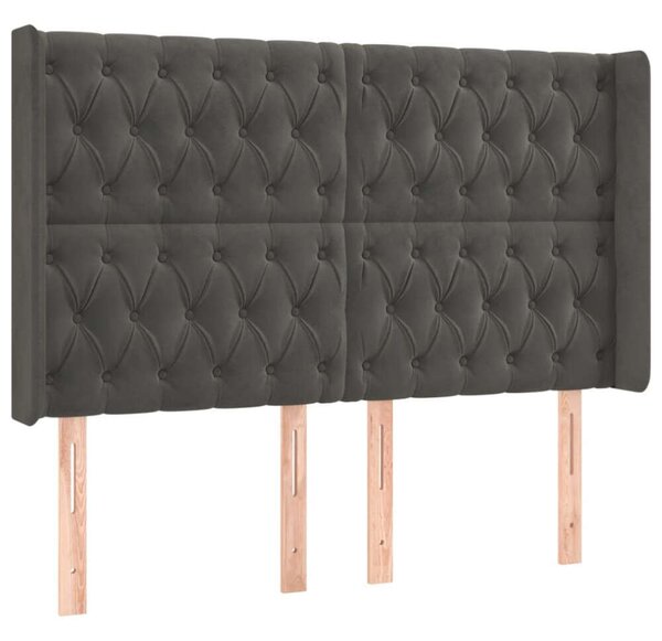 LED-es Bársony Fejtámla - Sötétszürke - 147x16x118/128cm