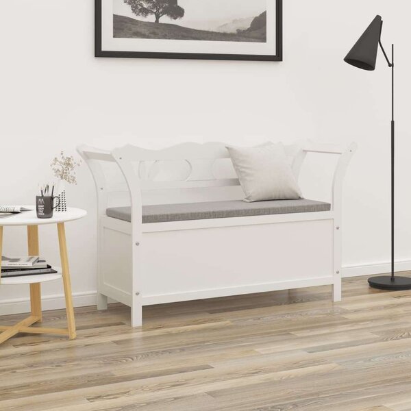 Fehér Fenyőfa Tárolós Pad - 107x45x75,5 cm