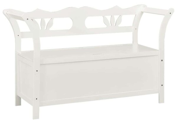 Fehér Fenyőfa Tárolós Pad - 107x45x75,5 cm