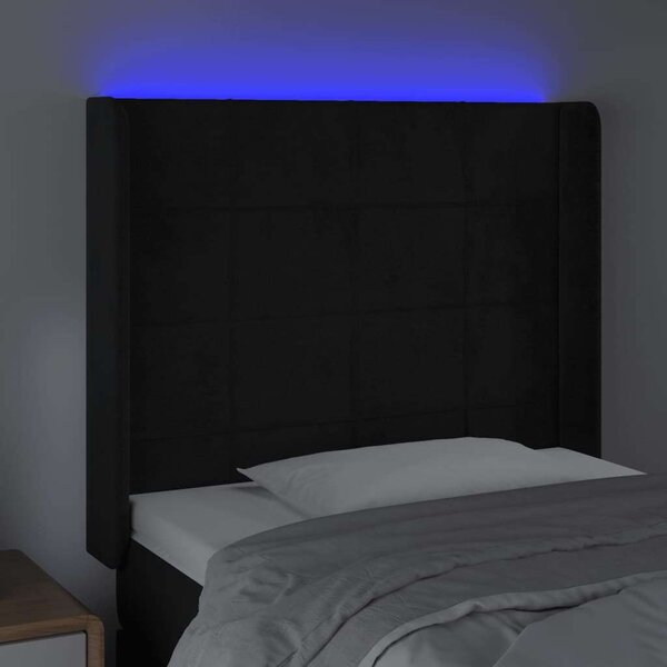 Bársony LED Fejtámla - Fekete - 103x16x118/128cm