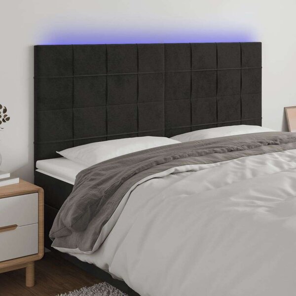 LED-es Fejtámla - Bársony - Fekete - 200x128cm
