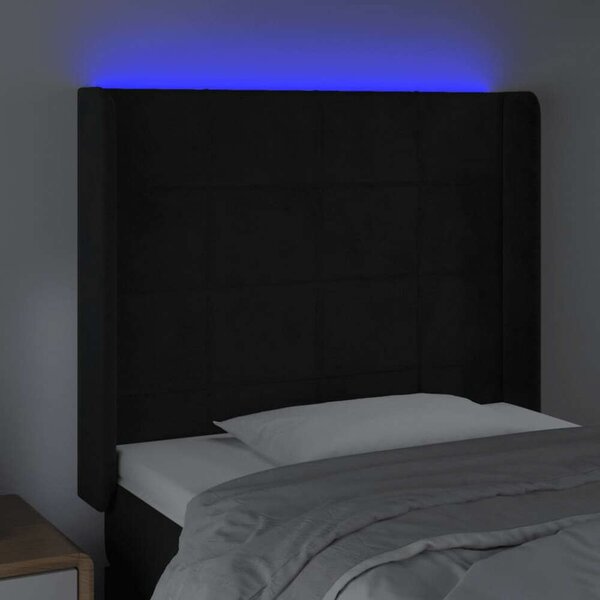 Bársony LED Fejtámla - Fekete - 103x16x118/128cm