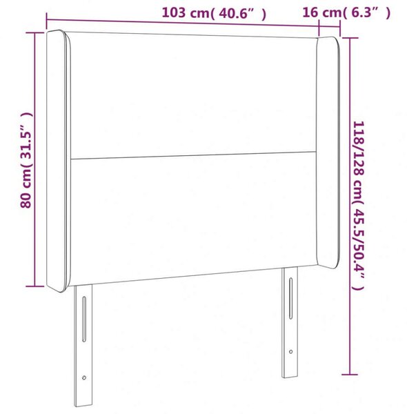 Krémszínű szövet led-es fejtámla 103x16x118/128 cm