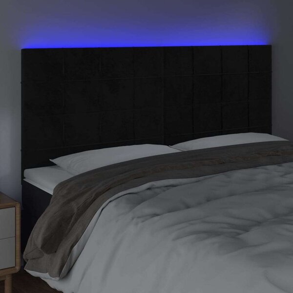 LED-es Fejtámla - Bársony - Fekete - 200x128cm