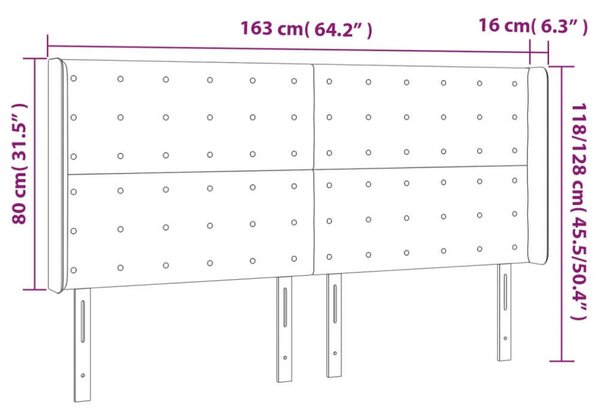 VIDAXL LED-es Ágyfejtámla - Szövet - Sötétszürke - 163x128cm