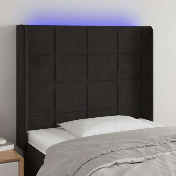 Bársony LED Fejtámla - Fekete - 103x16x118/128cm