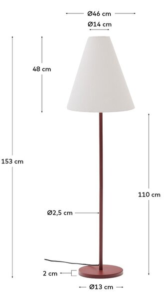 Terrakotta színű állólámpa textil búrával (magasság 153 cm) Navat – Kave Home