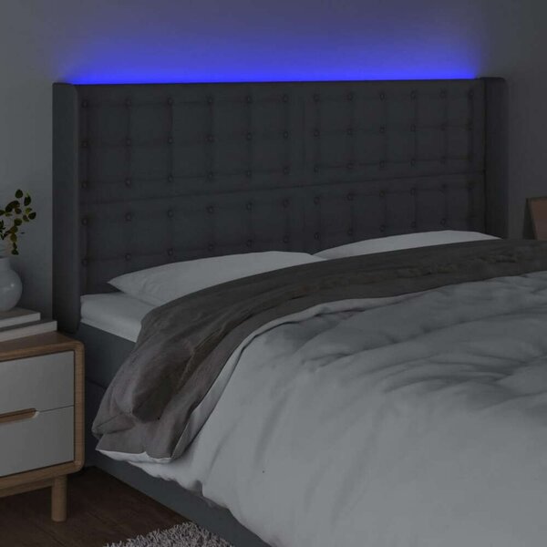 VIDAXL LED-es Ágyfejtámla - Szövet - Sötétszürke - 163x128cm