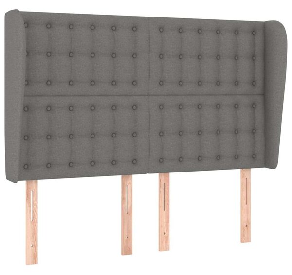 Modern Szövet Fejtámla Szárnyakkal - Sötétszürke - 147x23x118/128cm