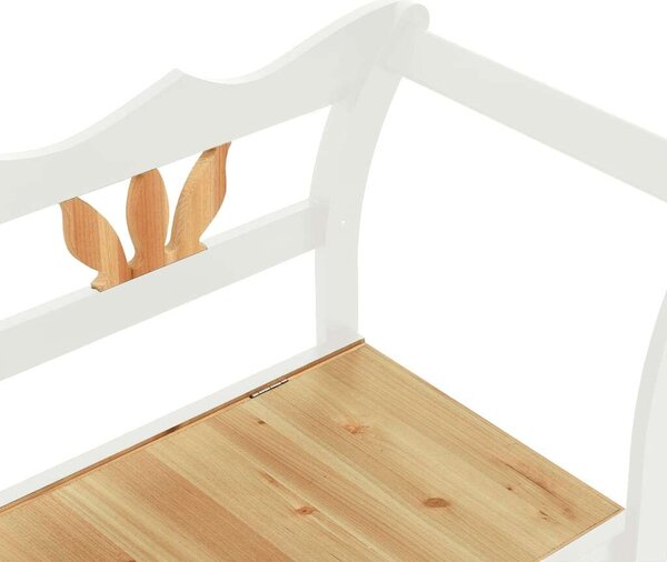 Vidék Ház - Fenyőfa Pad Tárolóval - Fehér - 107x45x75,5cm