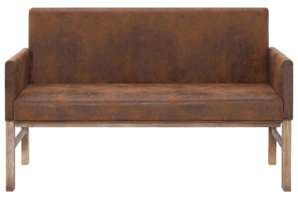 Barna művelúr pad karfával 140 cm