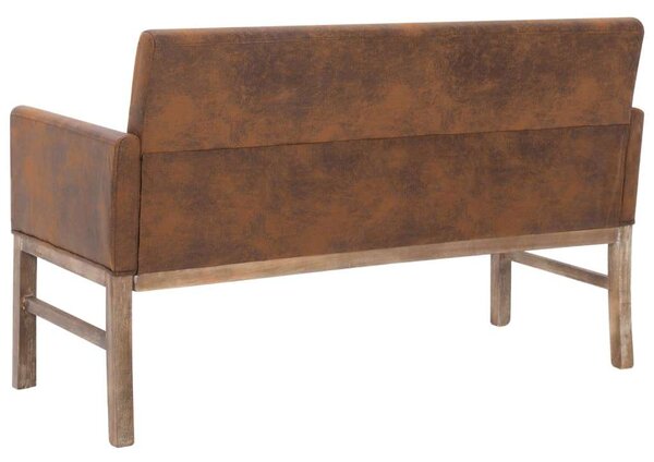 Barna művelúr pad karfával 140 cm