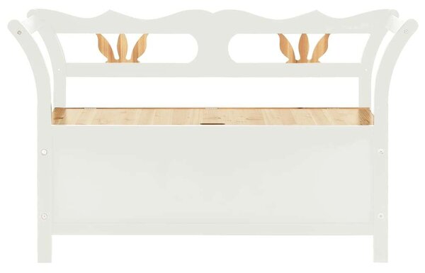 Vidék Ház - Fenyőfa Pad Tárolóval - Fehér - 107x45x75,5cm