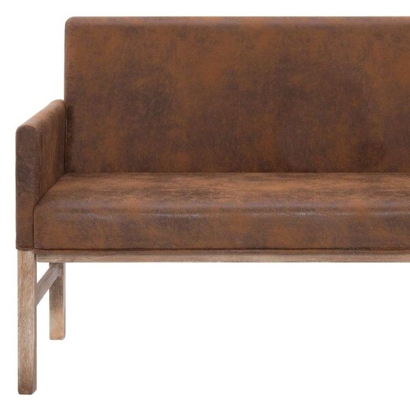 Barna művelúr pad karfával 140 cm