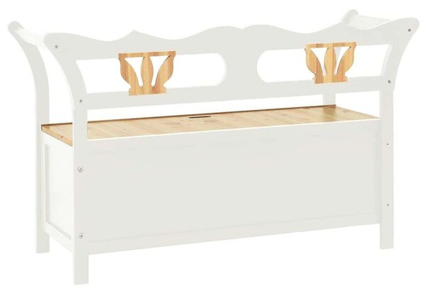 Vidék Ház - Fenyőfa Pad Tárolóval - Fehér - 107x45x75,5cm