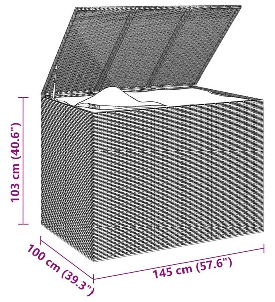 Kert-Polyrattan Párna Tároló - 145x100x103cm