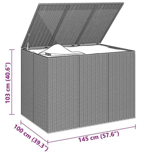 Kert-Polyrattan Párna Tároló - 145x100x103cm