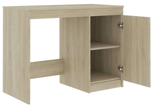 Modern Sonoma Tölgy Íróasztal - 140x50x76 cm - 3 Fiók, 1 Szekrény