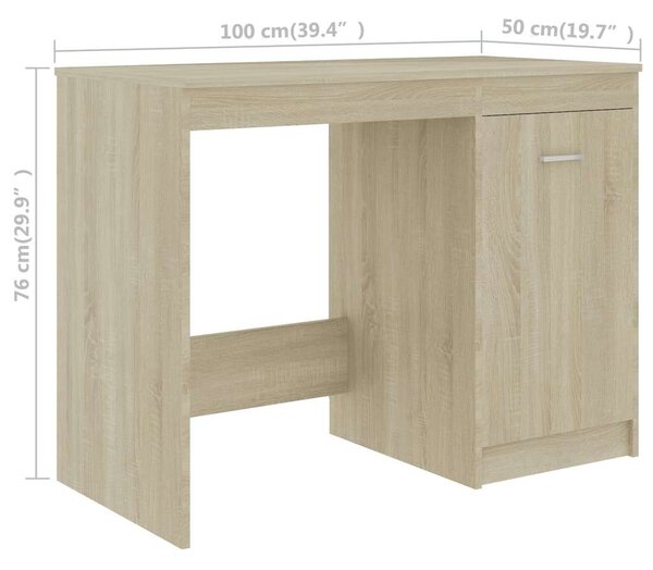 Modern Sonoma Tölgy Íróasztal - 140x50x76 cm - 3 Fiók, 1 Szekrény