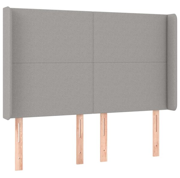 LED-es Ágytámlá - Világosszürke Szövet - 147x16x118/128 cm
