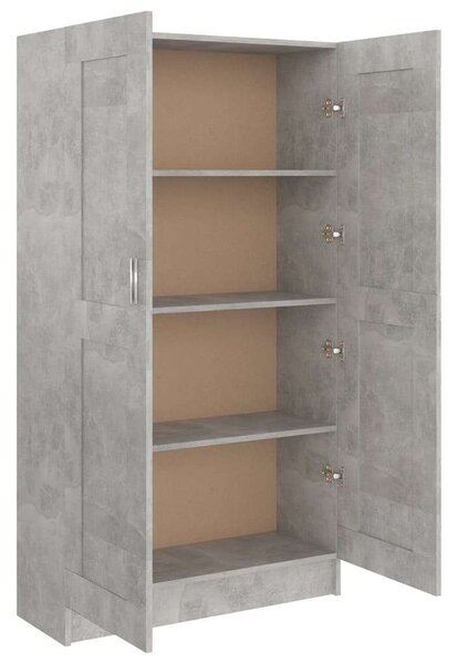Betonszürke forgácslap könyvszekrény 82,5 x 30,5 x 150 cm