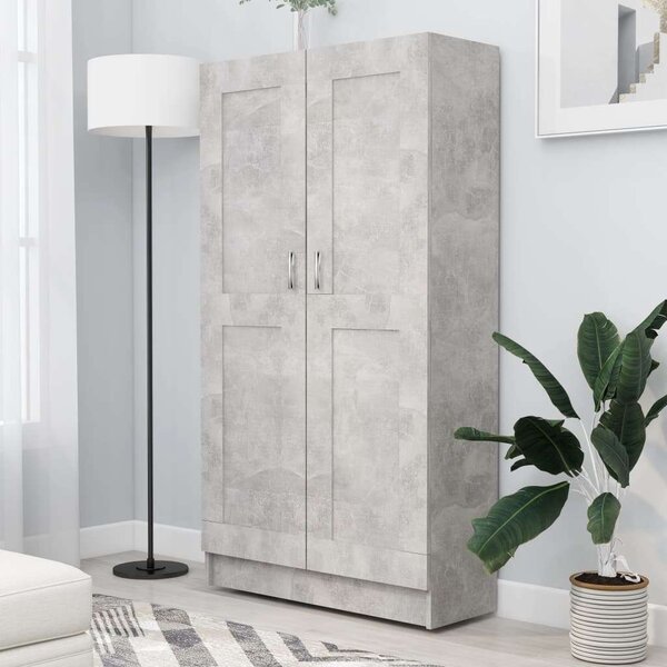 Betonszürke forgácslap könyvszekrény 82,5 x 30,5 x 150 cm