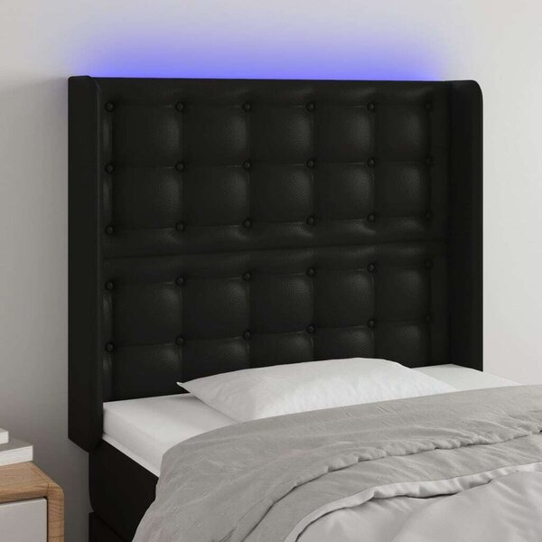 LED-es Fejtámla - Műbőr - Fekete - 83x16x118/128cm