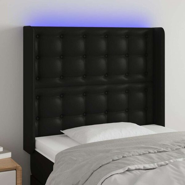 LED-es Fejtámla - Műbőr - Fekete - 83x16x118/128cm