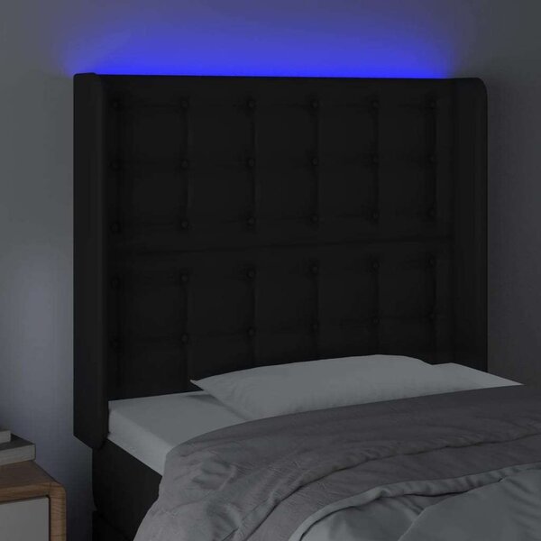 LED-es Fejtámla - Műbőr - Fekete - 83x16x118/128cm