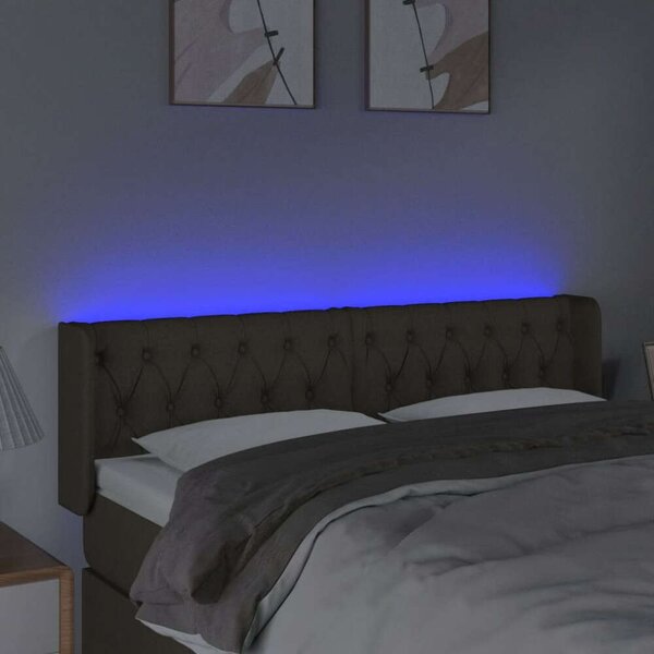 Tópszínű szövet led-es fejtámla 163 x 16 x 78/88 cm