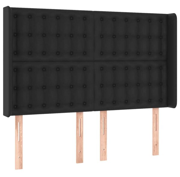 Fekete műbőr led-es fejtámla 147x16x118/128 cm
