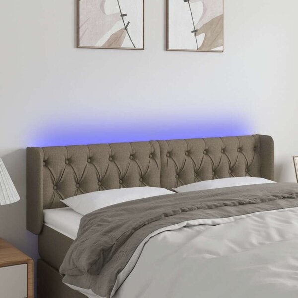 Tópszínű szövet led-es fejtámla 163 x 16 x 78/88 cm