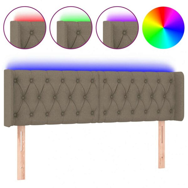Tópszínű szövet led-es fejtámla 163 x 16 x 78/88 cm